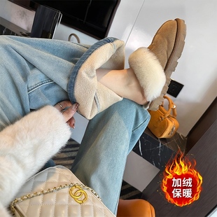 冬款 长裤 加绒大码 直筒裤 牛仔裤 孕期高腰宽松保暖加厚阔腿裤 孕妇装