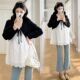 披肩拼接提花假两件娃娃衫 2026春季 女 洋气上衣韩版 时尚 新款 孕妇装