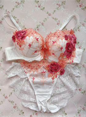 诗家himico蕾丝刺绣文胸女士聚拢内衣纯欲性感侧收奢华贵妇文胸