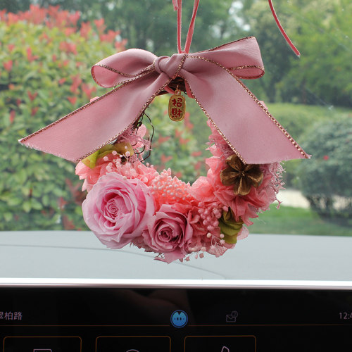 永生花玫瑰花环汽车挂件