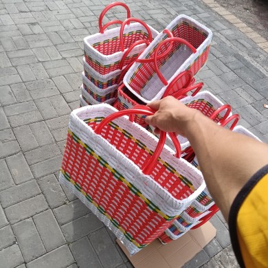 家用装菜水果手提篮子包装带仿藤塑胶手工编制篮买菜收纳筐购物篮,收纳整理,购物篮,淘宝优惠券,粉丝福利购,淘宝优惠卷