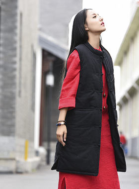 休闲款长款太极服表演服新款新中式中国武术服装练功服太极马甲女