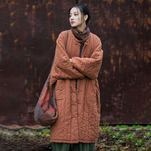 中长款秋冬加厚太极服上衣单件棉衣冬装太极拳练功服女棉麻禅修服