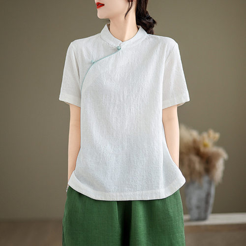 时尚晨练洋气太极服夏装女单件上衣修行禅服女中国风漂亮练功服女
