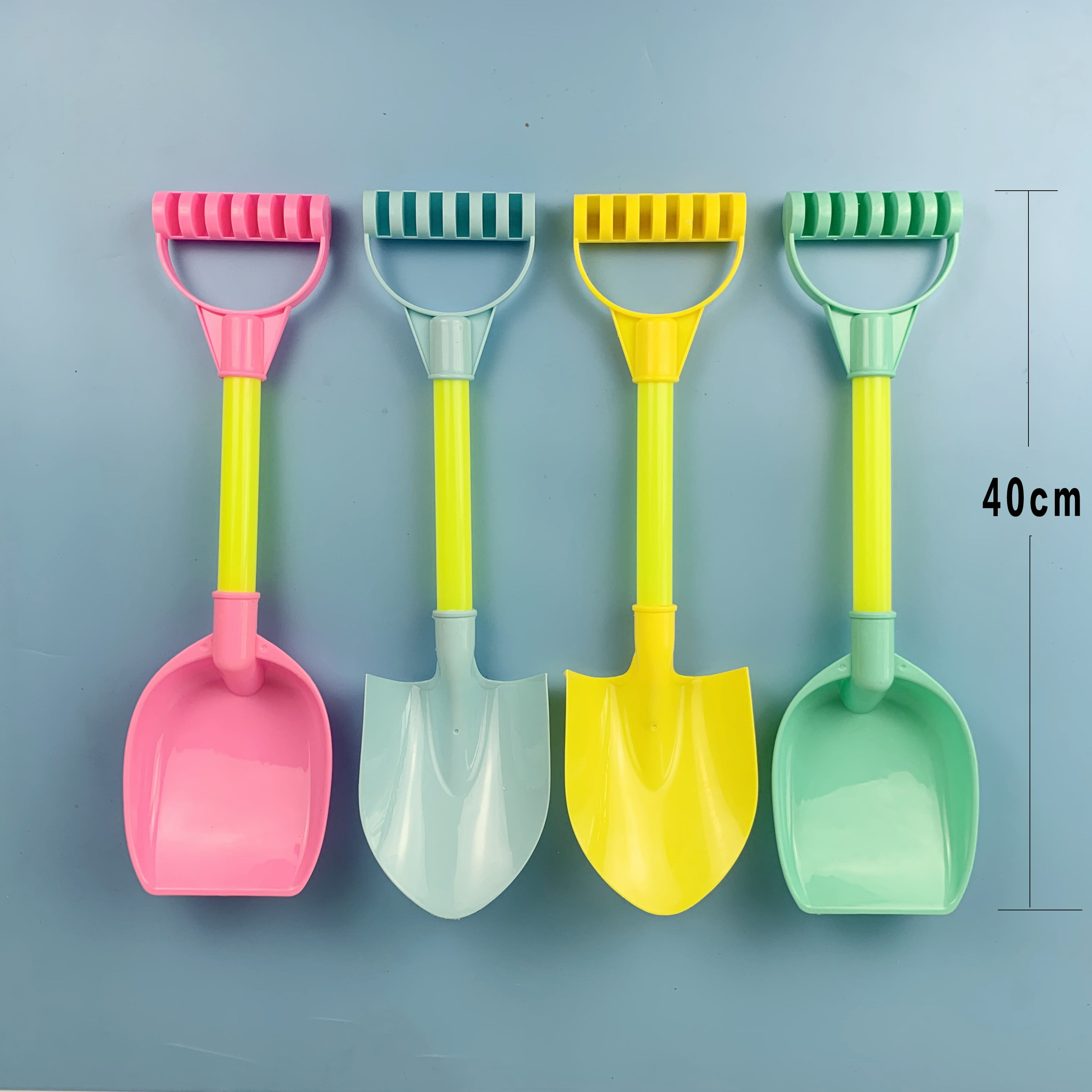 40cm小孩玩沙铲子儿童挖沙子玩具塑料铲尖头平头铲宝宝挖土工具铲