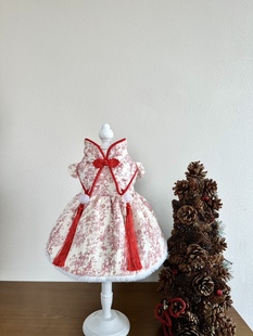 AW狗狗冬天衣服小体约克夏可牵引加绒可爱碎花图案毛绒新中式国风