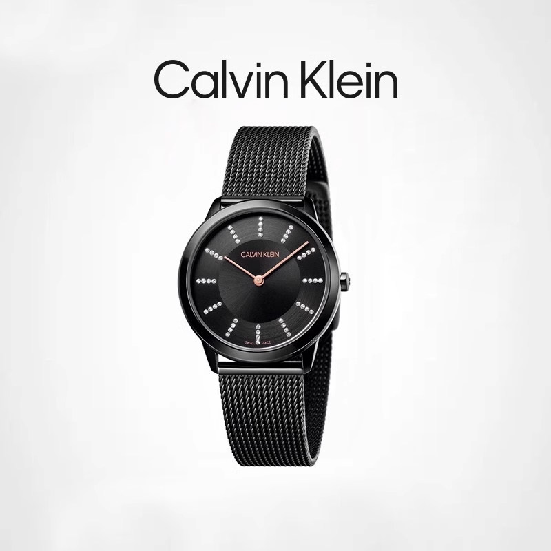 【黑精灵】Calvin Klein ck手表女小众轻奢简约镶钻石英中性腕表