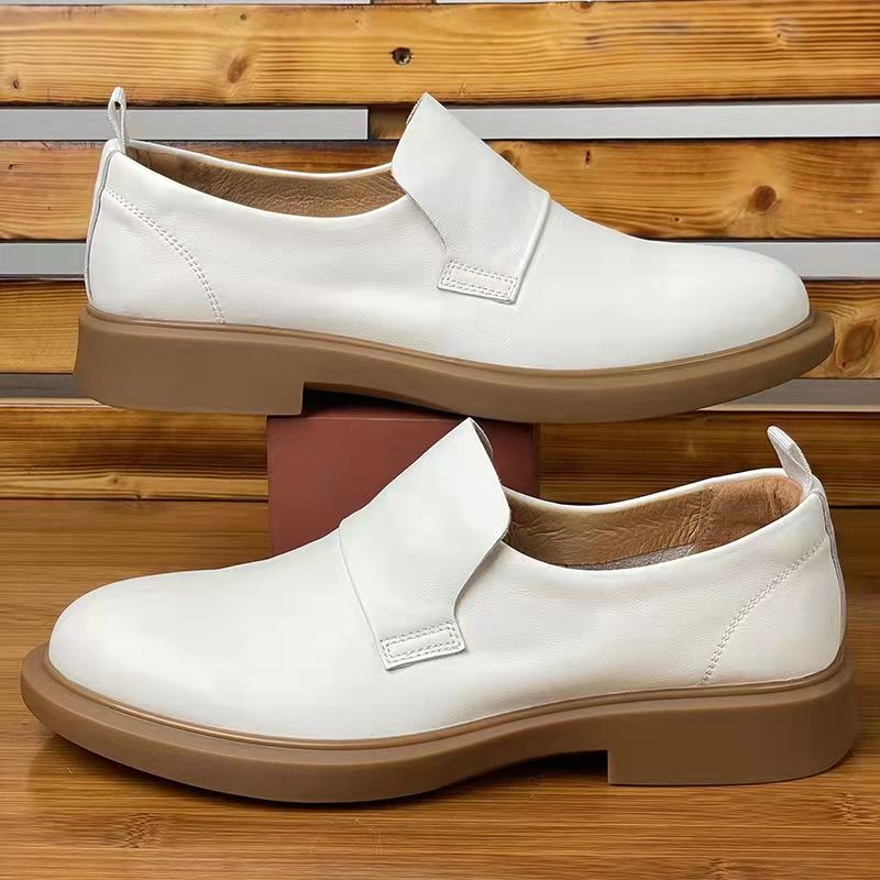 商务婚礼橡胶白色皮鞋德比鞋