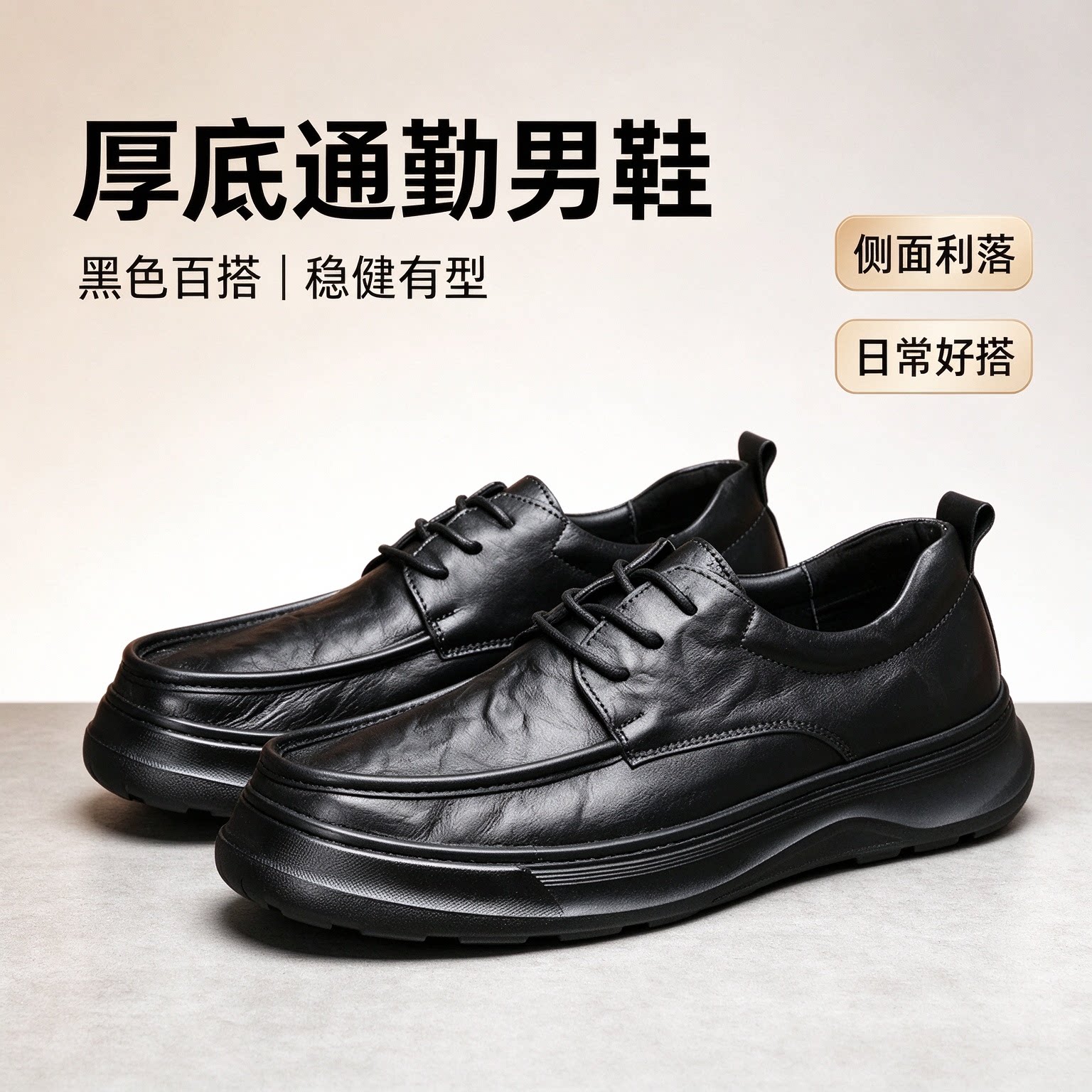 商务真皮男士软底透气系带皮鞋