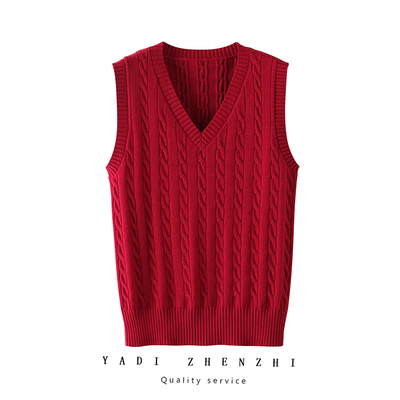 taobao agent Knitted demi-season colored vest suitable for men and women, sweater, long-sleeve, V-neckline