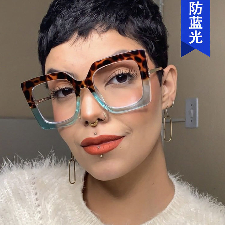 日本cherrykoko新款时尚眼镜框方形防蓝光欧美女大方框平光镜