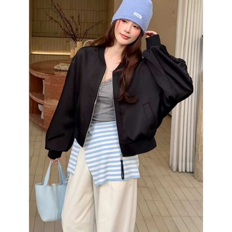 法国Cherry Kitty休闲白色短款棒球服外套女2026春季新款宽松百搭