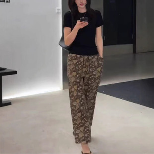 新款 印花九分裤 色修身 t恤时尚 显瘦 短袖 日系cherrykoko25220夏季