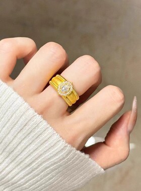日系cherrykokos925银点钻中古鸽子蛋戒指色宽版镶嵌高碳钻新款