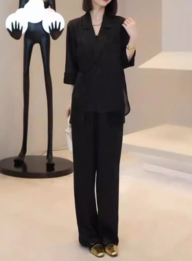 日系cherrykoko24730新款时尚高级感翻领系带西服套装宽松显瘦女