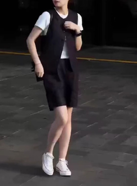 日系cherrykoko25210夏季新款色短袖打底衫洋气马甲短裤显瘦女