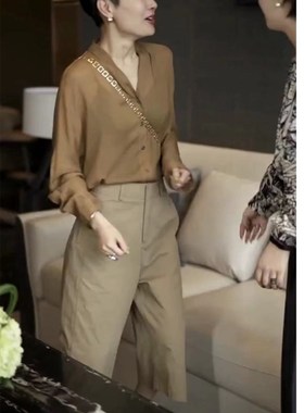 日系cherrykoko23355夏季新款v领防晒衫女长袖薄款直筒阔腿裤显