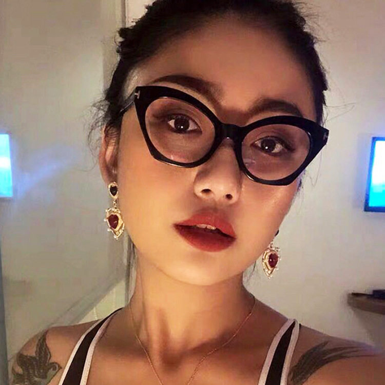 日本cherrykoko猫眼t字复古眼镜框新款眼镜架潮流平光镜素颜ins