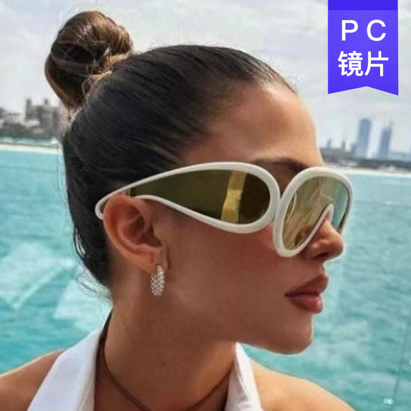 日本cherrykoko欧美潮流太阳镜时尚大框连体墨镜女pc片个性大框