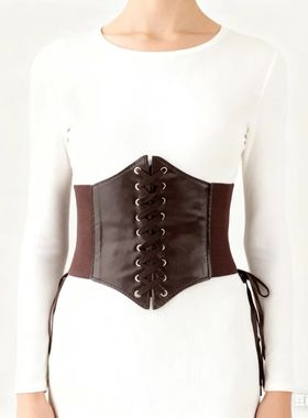 腰饰腰封时尚配饰百搭复古风女士红色系带宽腰带显瘦装饰皮带配饰