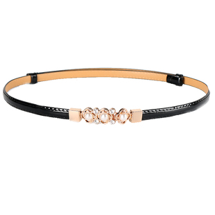 可调节腰带女细装 百搭腰链毛衣配饰花朵镶钻珍珠皮带 饰配裙子时尚