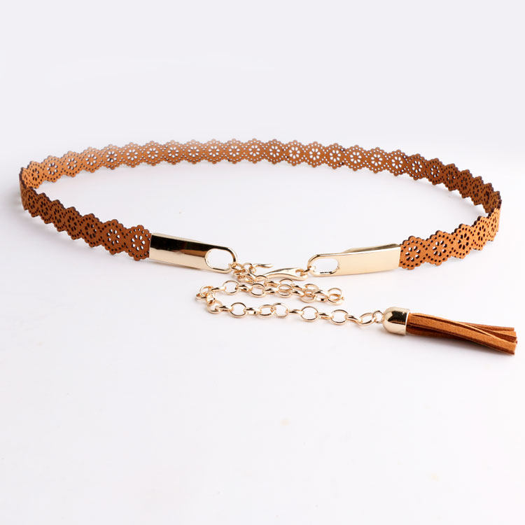 韩版镂空腰带女细装饰连衣裙夏季百搭流苏腰链小皮带学生裙带配饰