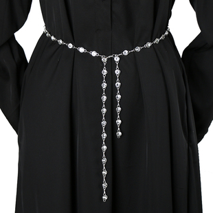 水晶腰链女高级感细镶钻装 加长胖mm金属水钻链条腰带 饰配裙子时尚