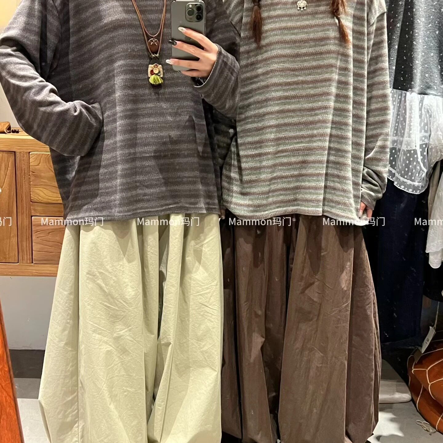 玛门圆领落肩宽松柔软亲肤T恤图片