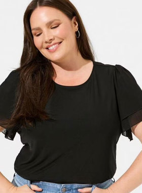 Stretch Mesh plus size Tee大码300斤宽松纱网透气T恤胸围160