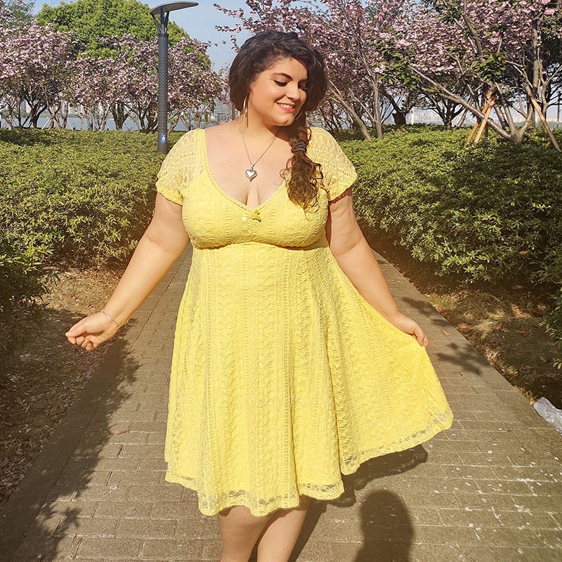 蕾丝条纹连衣裙T家合身欧美性感