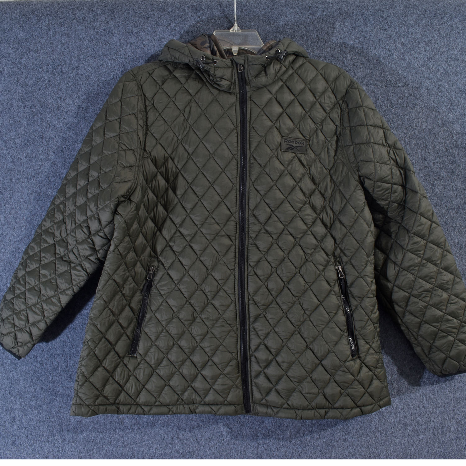 菱格纹连帽棉服女休闲外套