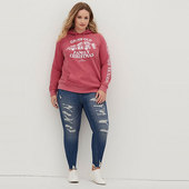 Pullover 宽松圣诞红毛圈抓绒连帽字母卫衣 Size大码 Hoodie Plus