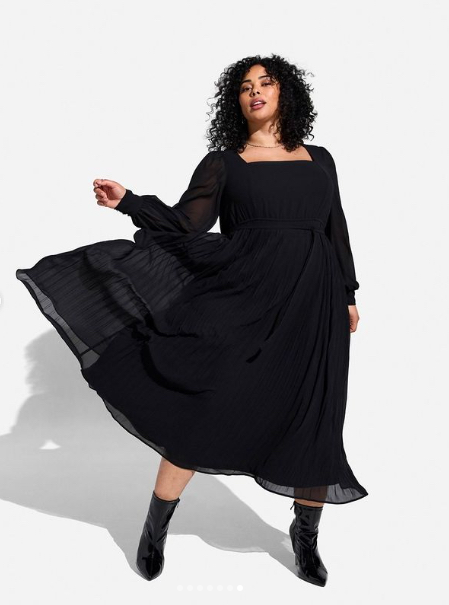 200斤特大码外贸女装显瘦风琴褶通勤收腰雪纺长袖连衣裙胸围120