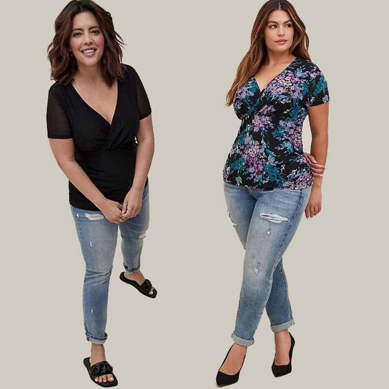 欧美特大码加大性感印花T恤