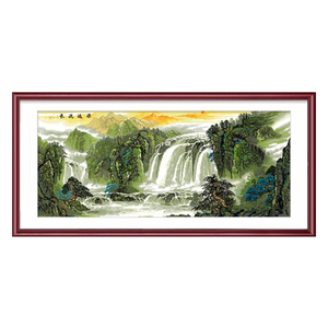 十字绣新款源远流长中国风大气风景画流水生财客厅线绣山水画大幅