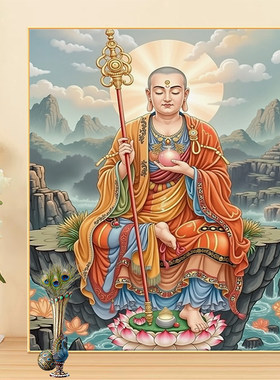 新款十字绣佛像地藏菩萨线绣客厅卧室满绣简单手工刺绣现代小幅绣