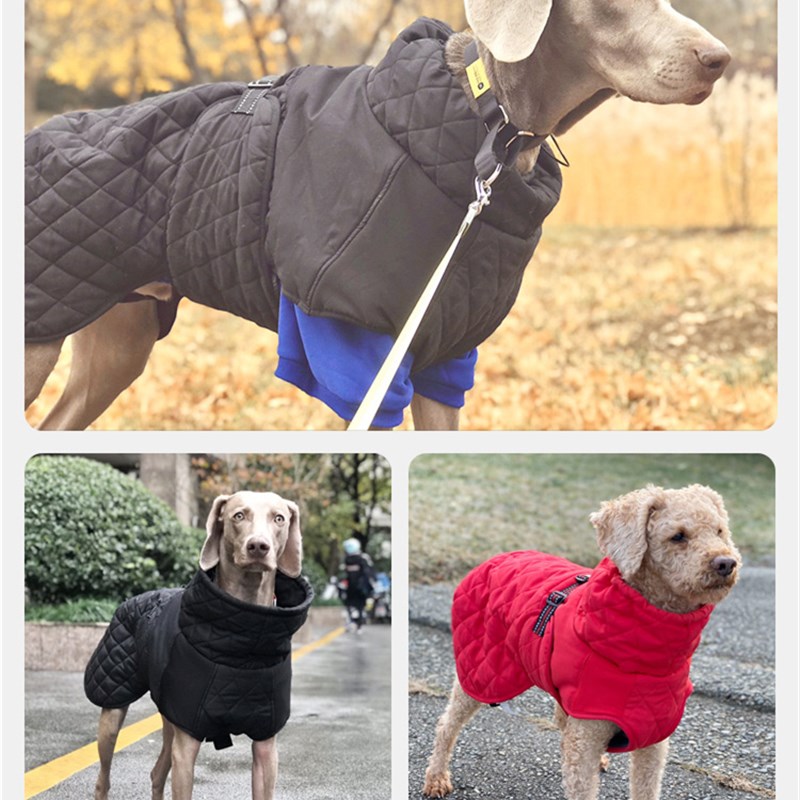 宠物衣服狗狗棉衣秋冬季加厚加绒棉马甲中大型犬棉服可牵引可调节