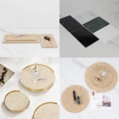 北欧风家居客厅电视柜茶几样板房洗手间大理石装 饰收纳平板托盘