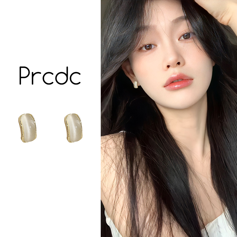 猫眼石耳钉纯耳环小巧精致