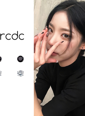 黑色迷你耳环耳钉女2025年爆款小众设计感高级冷性风纯银耳饰百搭