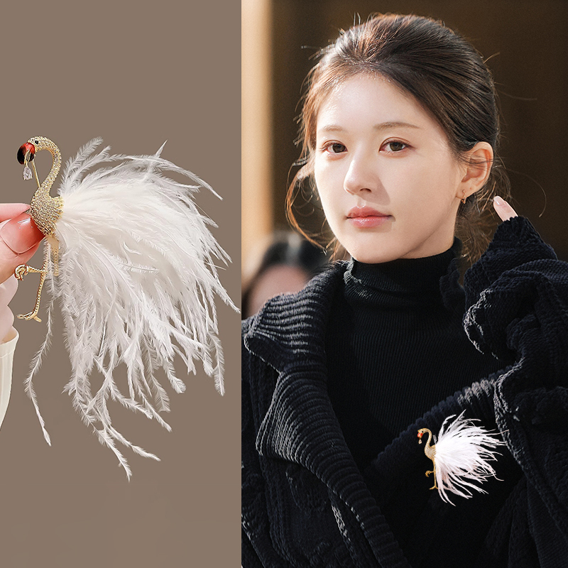 白色火烈鸟胸针女士2025