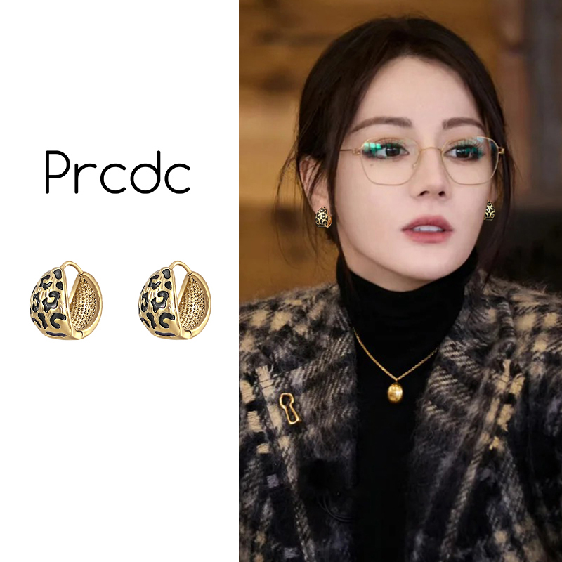 秋冬复古豹纹耳环新款