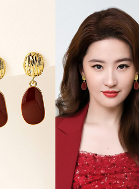 轻奢高级感红色耳环夸张独特漂亮新年耳饰女小众新款爆款秋冬耳坠