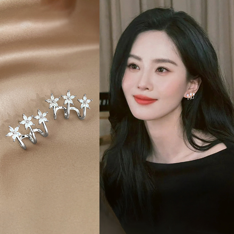 银色花朵耳环2025新款