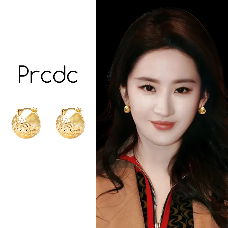 金色圆球亮片耳钉女士