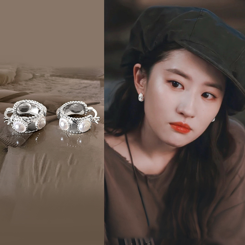 银色珍珠款耳环圈圈耳扣