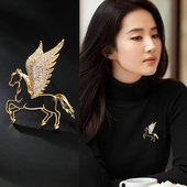 金色生肖小马胸针女高档奢华气质本命年高端精致时尚 西装 别针配饰