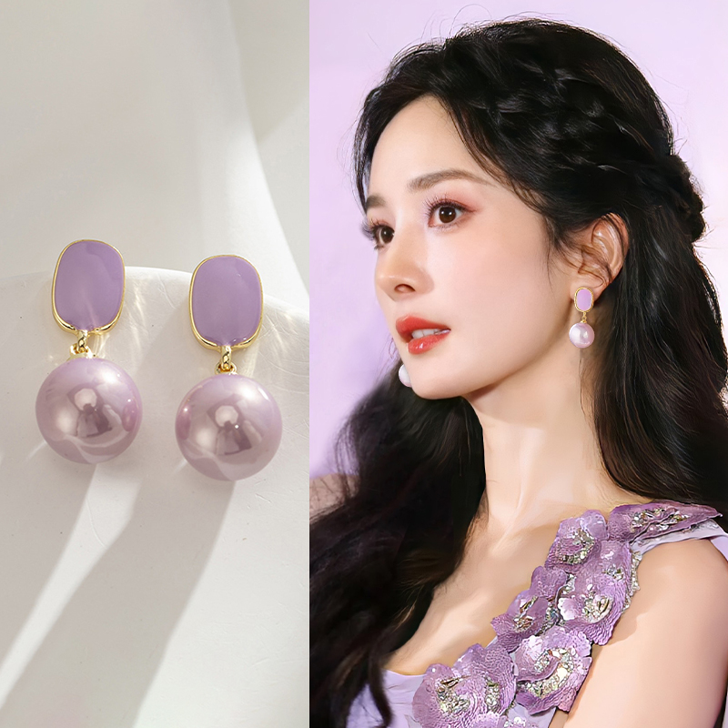 紫色珍珠款蚊香盘耳夹