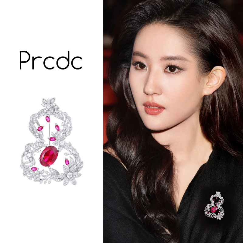 银色镂空葫芦胸针女款