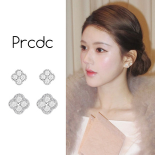 银色超闪四叶草耳环女小巧精致气质耳钉2025新款 韩系独特耳饰 爆款